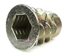 EZ-LOK Die Cast Zinc Flange Hex-Drive Threaded Inserts for Wood – 1/4″-20