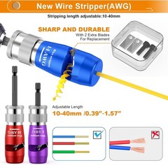 Luckyway Wire Stripper for Drill with Professional 3 PCS 10-14AWG, Colorful