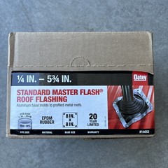 6x Oatey STANDARD MASTER FLASH ROOF VENT/ PIPE FLASHING 1/4IN-5-3/4IN 8x8IN Base