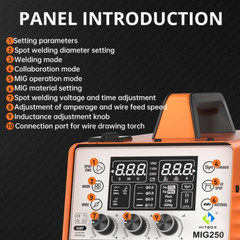 6IN1 MIG Welder 250Amp 230V Aluminum MIG Gas Gasless MIG MMA Welding Machine Set