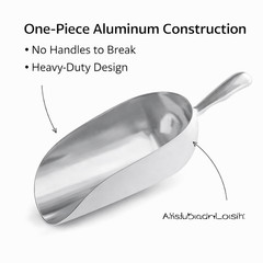 Choice 85 oz One-Piece Aluminum Utility Scoop Ice Scoop 16 1/2″ Handle