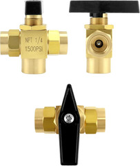 2 Pack 1/4″ NPT Brass Instrument 3 Way Ball Valve, L Port Panel Mounted Instrume