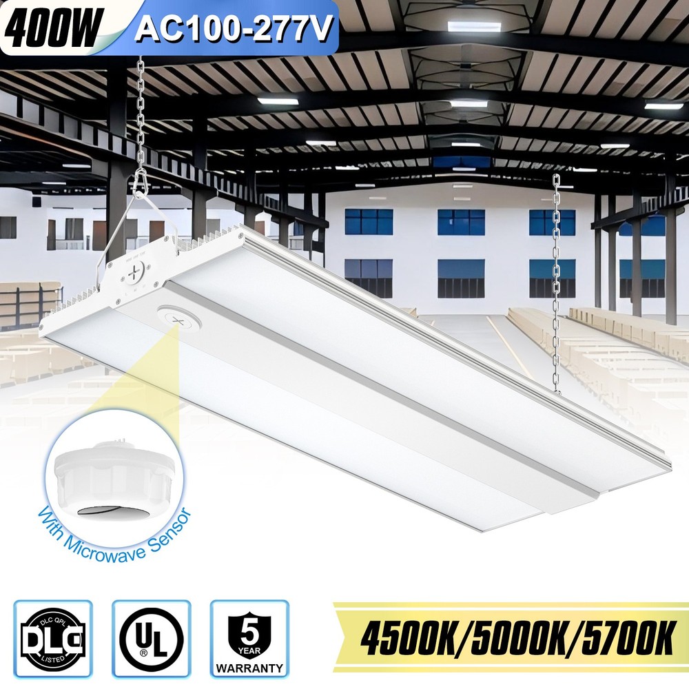 Commercial LED Linear High Bay Light 400W With Microwave Sensor Ceiling Fixtures