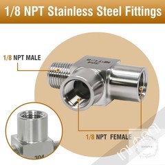 1/8 NPT Tee,FemalexFemalexMale 3 Ways T Pipe Aapter for Water/Oil