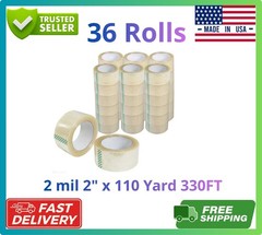 36 Rolls Clear Shipping Packing Tape 2 Mil 2″ x 110 Yards Heavy Duty Carton Seal
