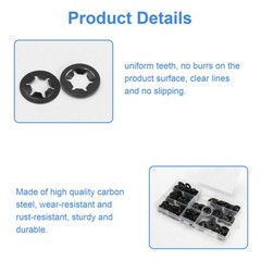 340pc Internal Tooth Star Lock Spring Quick Washer Push On Speed Nut Assortment
