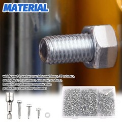 250Pcs Steel Self Drilling Tapping Screws-Hex-Washer Head Sheet Metal Assortment