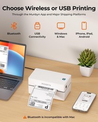 MUNBYN 130B Bluetooth Thermal Label Printer Wireless 4×6 Shipping Label Maker