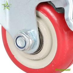 2Pcs Roating With Brake + 2Pcs Fixed Wheel 3″ Heavy-duty PU Casters Total 4Pack