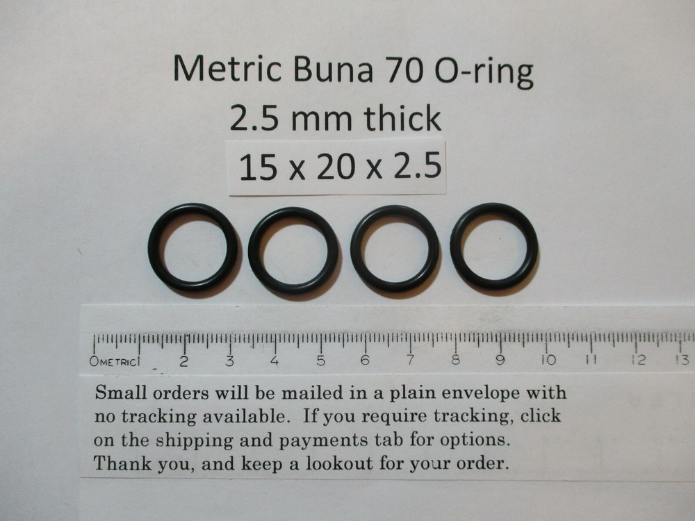 15mm ID x 20mm OD x 2.5mm thick O-ring. Buna-70. Quan 4.