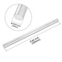 15mm x 250mm Aluminum Solid Round Rod Lathe Bar for DIY Craft Tool, 2 Pcs