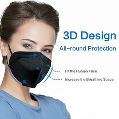 50/100 Pcs Black KN95 Protective 5 Layer Face Mask BFE 95% Disposable Respirator