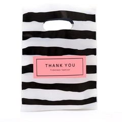 100 Count Black Merchandise Bags with Handles Retail Gift Packaging