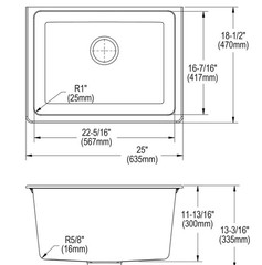 Elkay ELGU251912PDBK0 Quartz Classic 25″ Undermount Single Basin Laundry Sink Bl