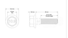 6mm Zinc Yellow-Chromate Class 10.9 Flanged Hex Head Screw, M6 x 1.00 x 25mm