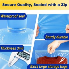 Reusable 5 Gallon Plastic Storage Bags with Zipper Clear Large 18×24 Inch Heavy