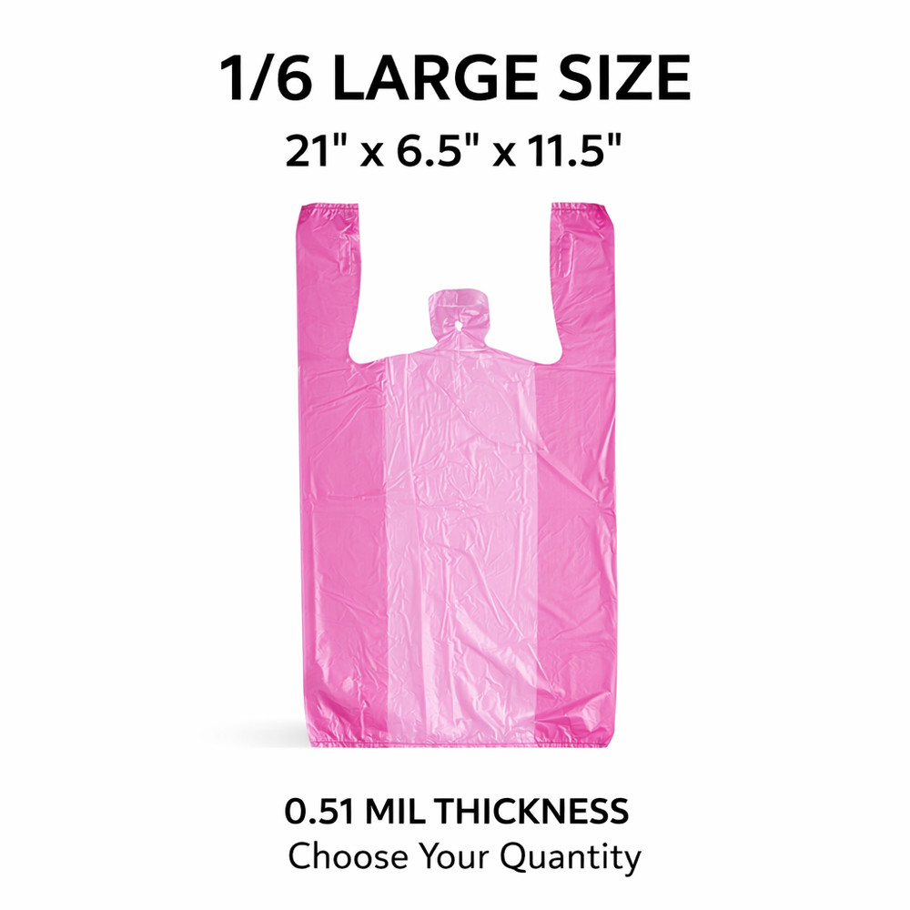 Purple T-Shirt Bags 1/6 Large 21×6.5×11.5 0.51 Mil Grocery Carryout Shopping