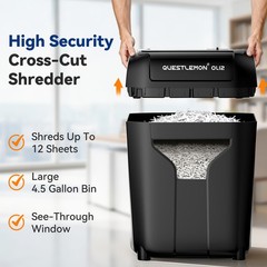 QUIETLEMON 12Sheet Commercial Office Shredder Paper Destroy Strip-Cut Heavy-duty