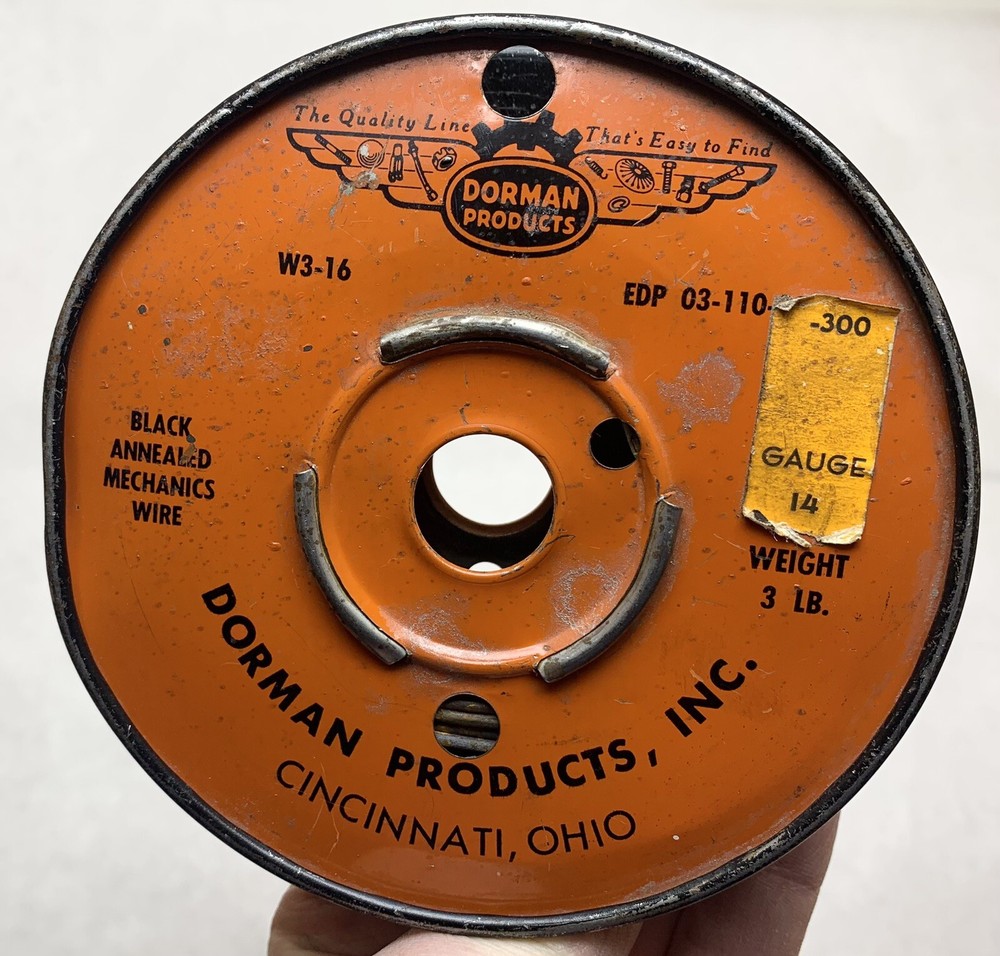 Vtg DORMAN PRODUCTS INC Cincinnati 14GA Black Annealed Mechanics Wire 5″ Spool