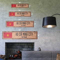 HO CHI MINH CITY VIETNAM Vintage Street Sign Vietnamese flag city country rustic