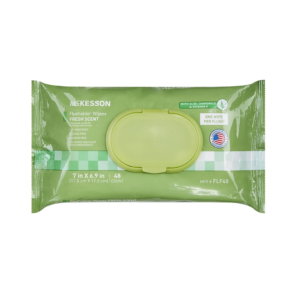 McKesson Flushable* Personal Wipe 6-9/10 X 7 Inch FLF48 12 Pack 576 Wipes