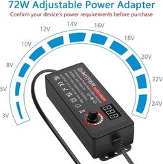 Universal 3A Power Adapter 3V to 24V Adjustable Output for Various Devices