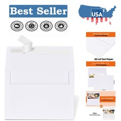 Elegant 50 Count A7 White Envelopes 5.25×7.25 for Weddings, Graduation, Photos