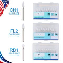 Dental White Stone High Speed Polishing Burs Cone/Flame/Round Aluminum Oxide