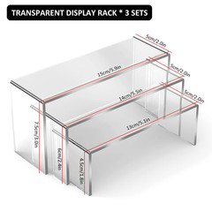 3pcs Acrylic Display Stand-Clear Riser Shelf for Jewelry Desserts & Collectibles