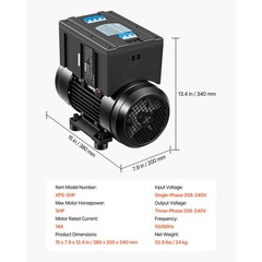 Uimoso Single to Three-Phase Rotary Phase Converter 5HP 14A208-240V Input/Output