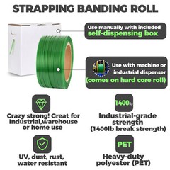 Heavy Duty Packaging Strapping Banding Roll 1000ft length 1400lbs Break Strength