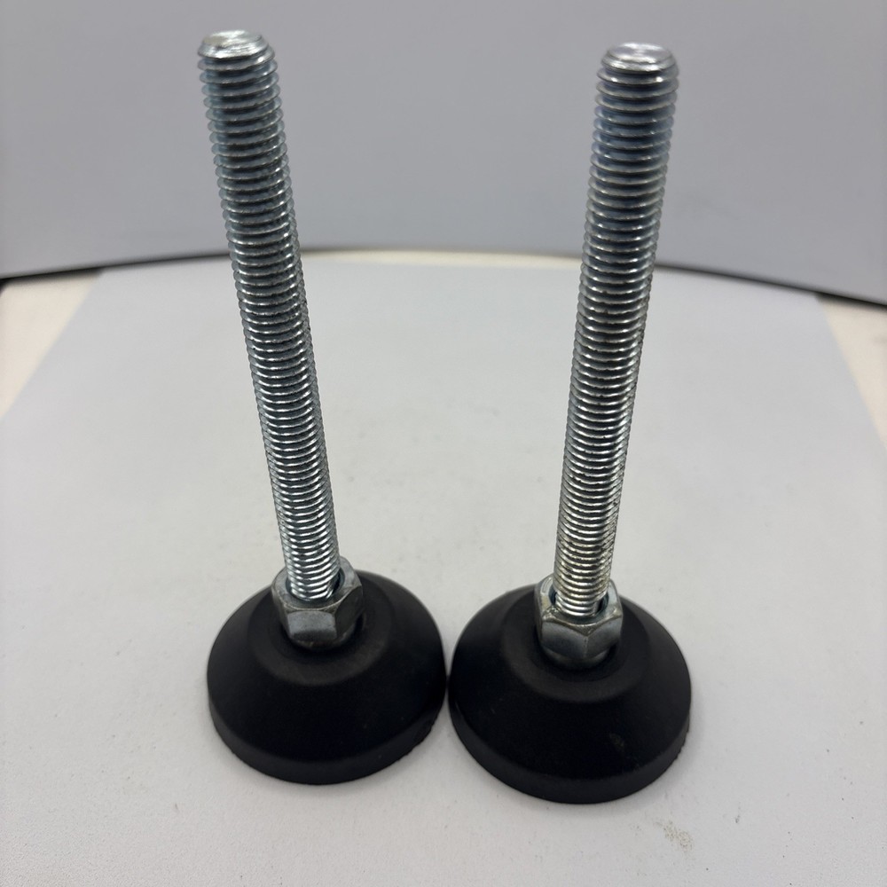 Lot Of 2 Adjustable Feet 2-3/8” Base OD x 6-3/8” Tall x 5-1/4” Threaded Shaft