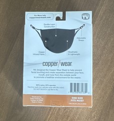 Copper Wear Non-Medical Copper Infused Reusable Mask Black 6-Pack OSFM- NWT