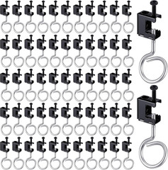 100 Sets 1/4-20 Beam Clamps with 1-1/4in Bridle Rings Steel Black Hanging Kit