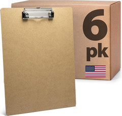 Recycled Wood Clipboards, Low Profile Clip, 6 Pack Clipboards, Letter Size (9 X