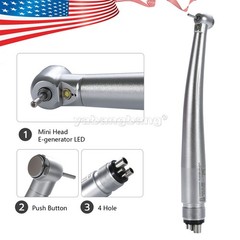 Mini Small Head Dental High Speed Handpiece LED Fiber Optic E-generator 4 Hole