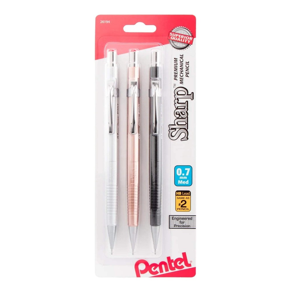 Pentel Sharp Mechanical Pencil (0.7mm) Metallic Barrels, Assorted Colors (Z/MS/M
