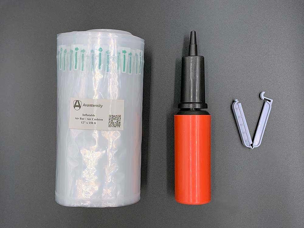 Bubble Cushioning Wrap, Inflatable Packing Material. w/ Free Pump. & Clip
