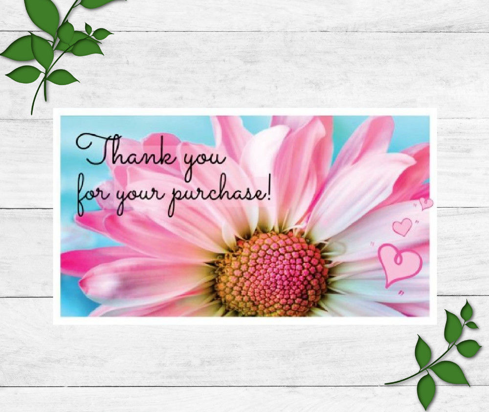Business Cards, Thank You for Your Purchase Cards, Daisy 3.5″ x 2″