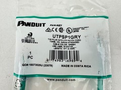 x(6) PANDUIT UTPSP1GRY ETHERNET PATCH CORD, 1 FT