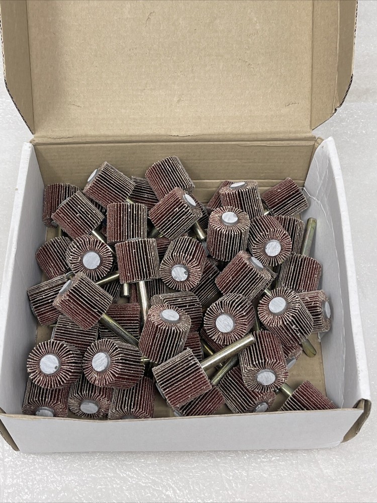 1″ x 1″ x 1/4″ Shank Mounted Flap Wheels – A/O 60 Grit Sanding Wheels, 50 Pack
