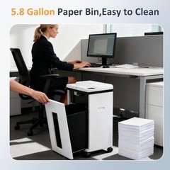 200-Sheet Auto Feed Paper Shredder P-5 Micro Cut 5.8 Gal 60 dB for Office Home