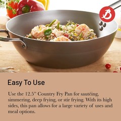 De Buyer Mineral B Carbon Steel Country Fry Pan – 12.5 Diameter 8.9 Cooking