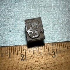 Printing Block “ Older Mans Face Smiling “ Lead Block