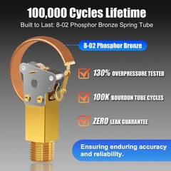 NexSphere 0-100 PSI Liquid Filled Pressure Gauge, 1/4 NPT Lower Mount, 2.5 Di…