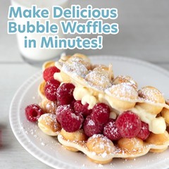 Bubble Waffle Maker- Electric Nonstick Hong Kong Egg Waffler Iron Griddle w Read