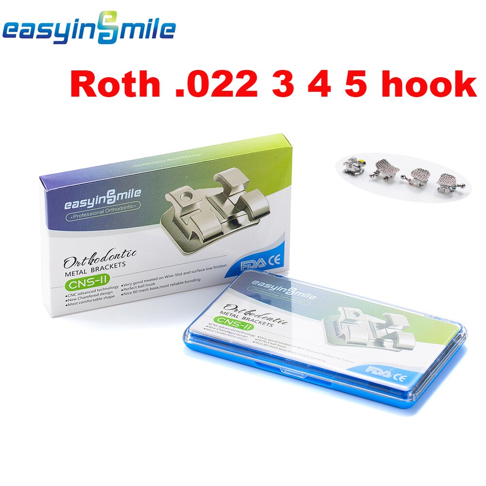 5pK Orthodontic Dental Brackets Brace Mini Roth/MBT 018 022 345 Hook EASYINSMILE