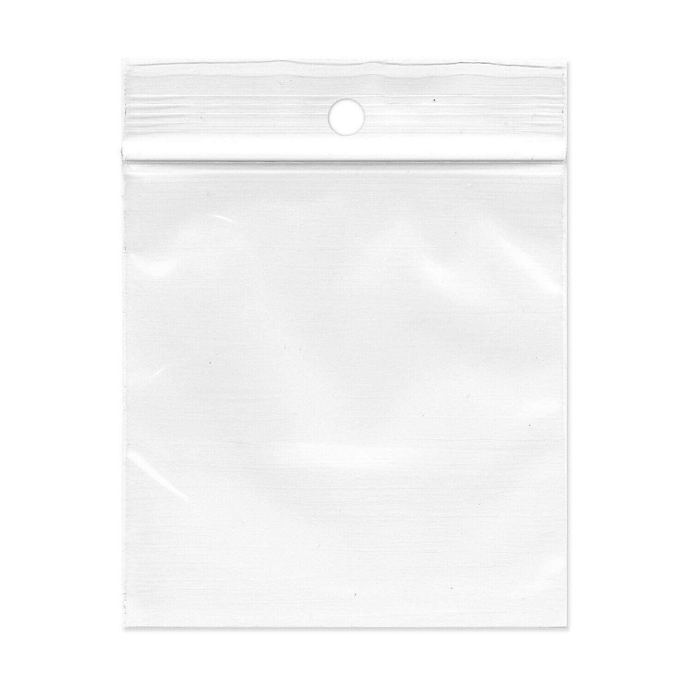 10000 Clear Reclosable Plastic Poly Zip Lock Bags With Hang Hole 3″ x 4″ – 2 Mil