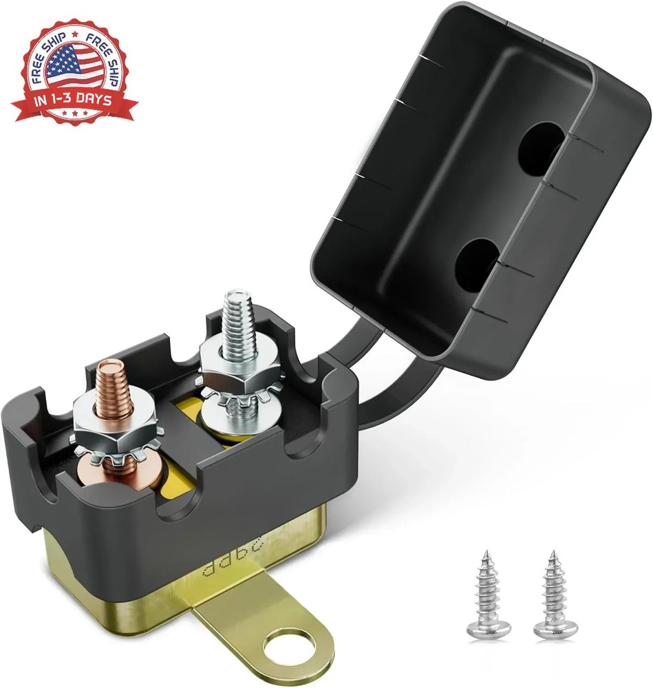 RED WOLF (20A 1PC) DC 12V-24V Automatic Reset Circuit Breaker #10-32 Stud Bolt T
