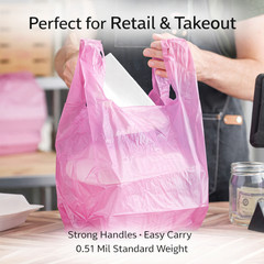 Purple T-Shirt Plastic Grocery Carryout Bags 1/6 Large 21×6.5×11.5 0.51 Mil